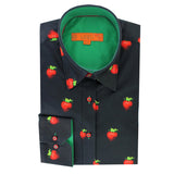 Claudio Lugli Womens Black Strawberry Print Satin Cotton Shirt Size 10 *RARE* - Claudio Lugli Shirts