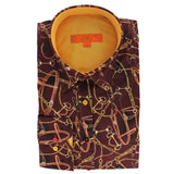 Claudio Lugli Womens Burgundy Equestrian Chain Cotton Shirt Size 10 *RARE* - Claudio Lugli Shirts