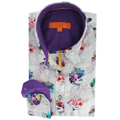 Claudio Lugli Womens Grey Artistic Faces Satin Cotton Shirt *RARE* - Claudio Lugli Shirts