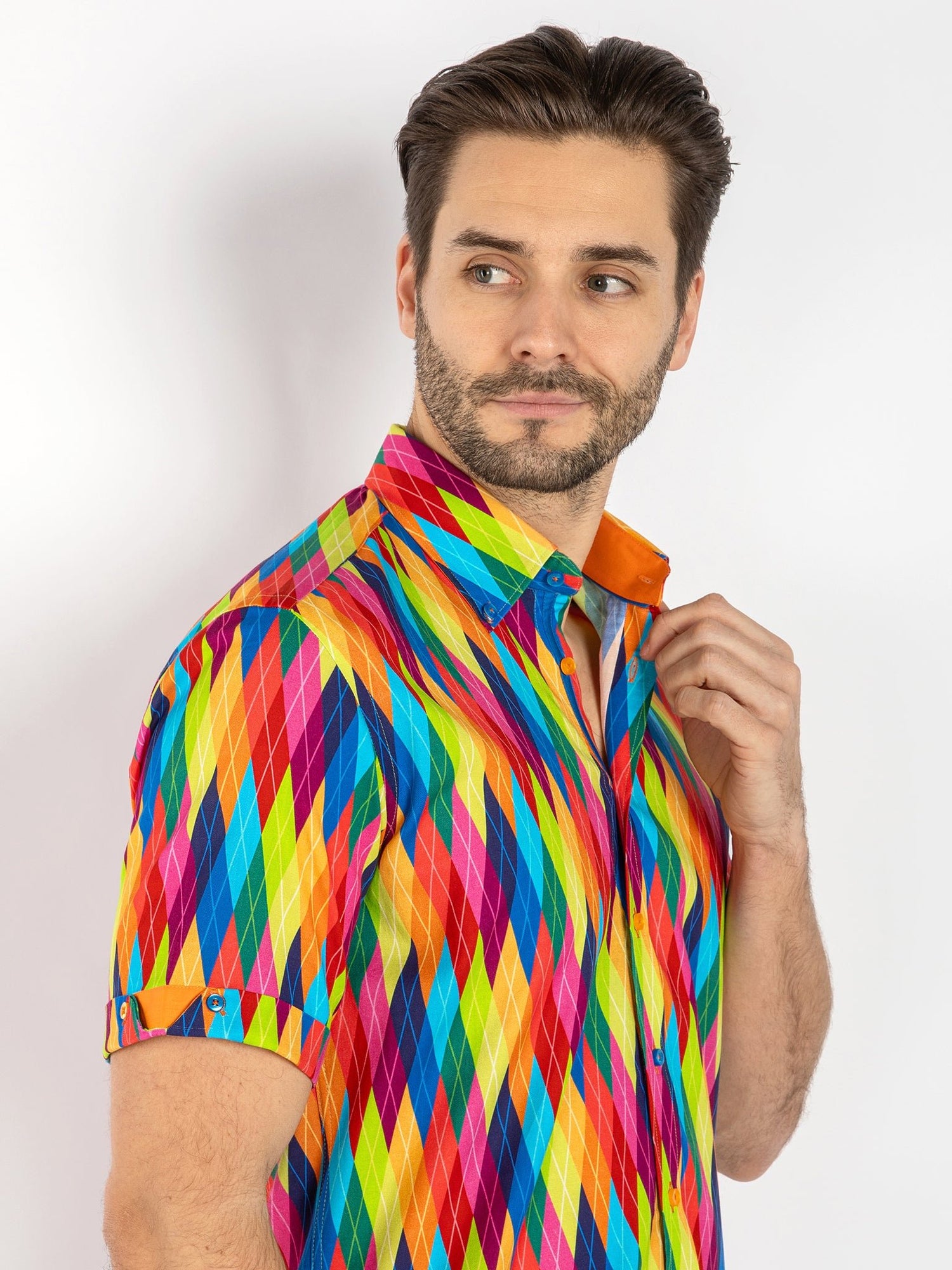 CLS2614 TENCEL MULTICOLOUR DIAMONDS - Claudio Lugli Shirts