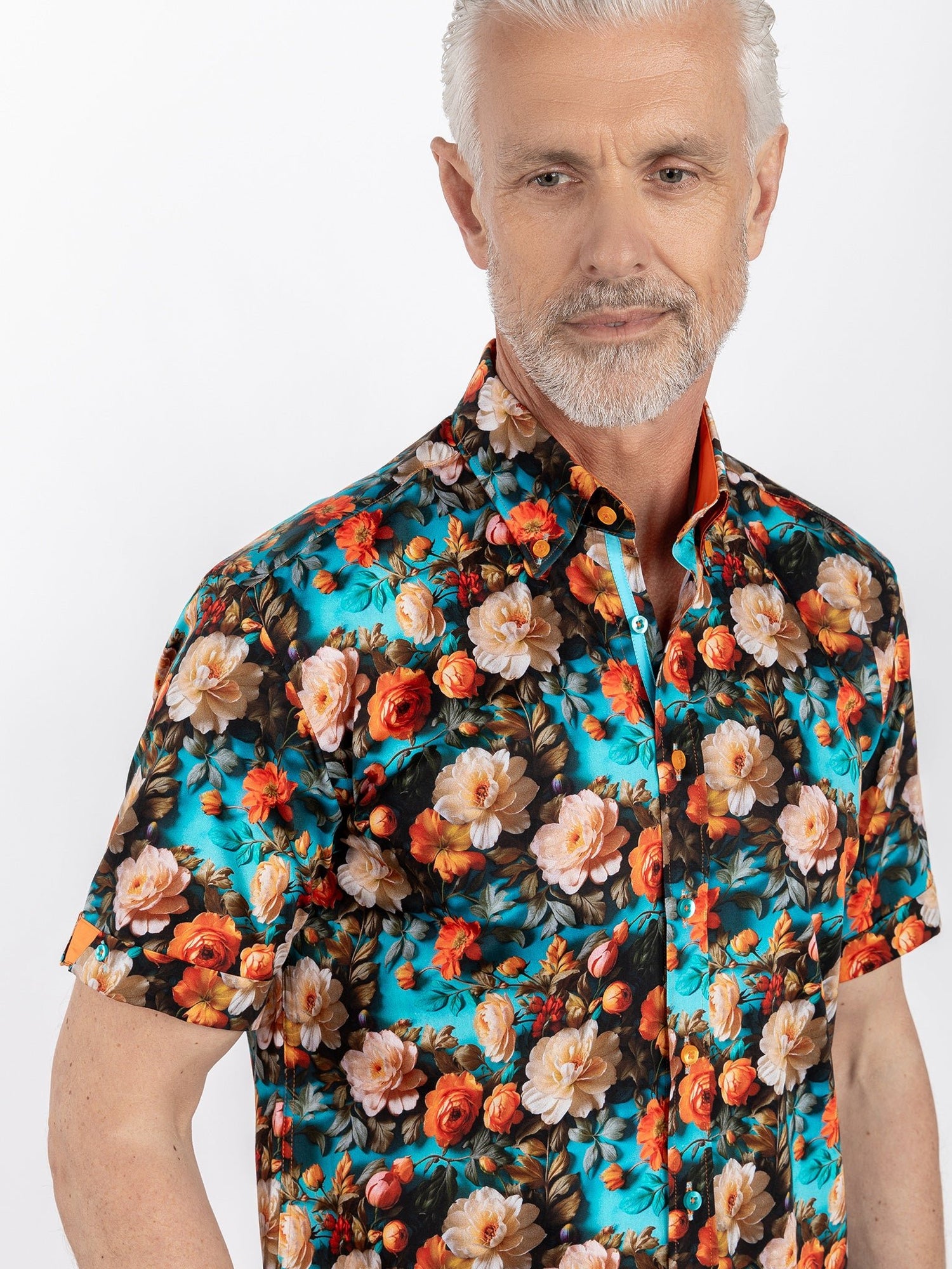 CLS2619 AQUA 3D FLOWERS - Claudio Lugli Shirts