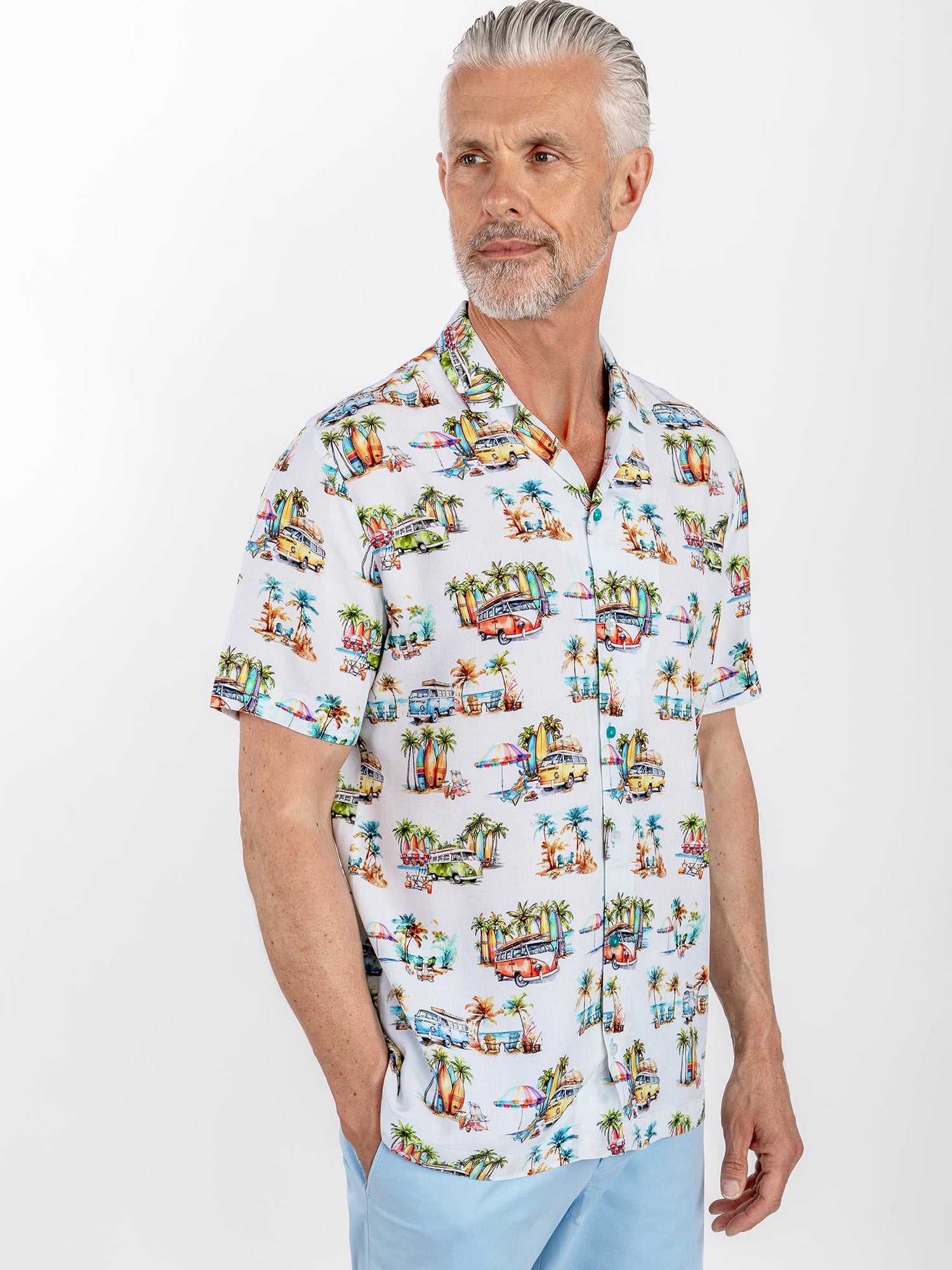 CLSH 2604 WHITE SUMMER BEACH - Claudio Lugli Shirts
