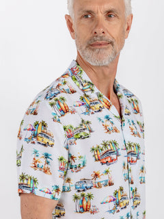 CLSH 2604 WHITE SUMMER BEACH - Claudio Lugli Shirts