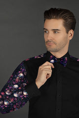 CLT25101 BLACK SKULLS WITH BOWTIE - Claudio Lugli Shirts