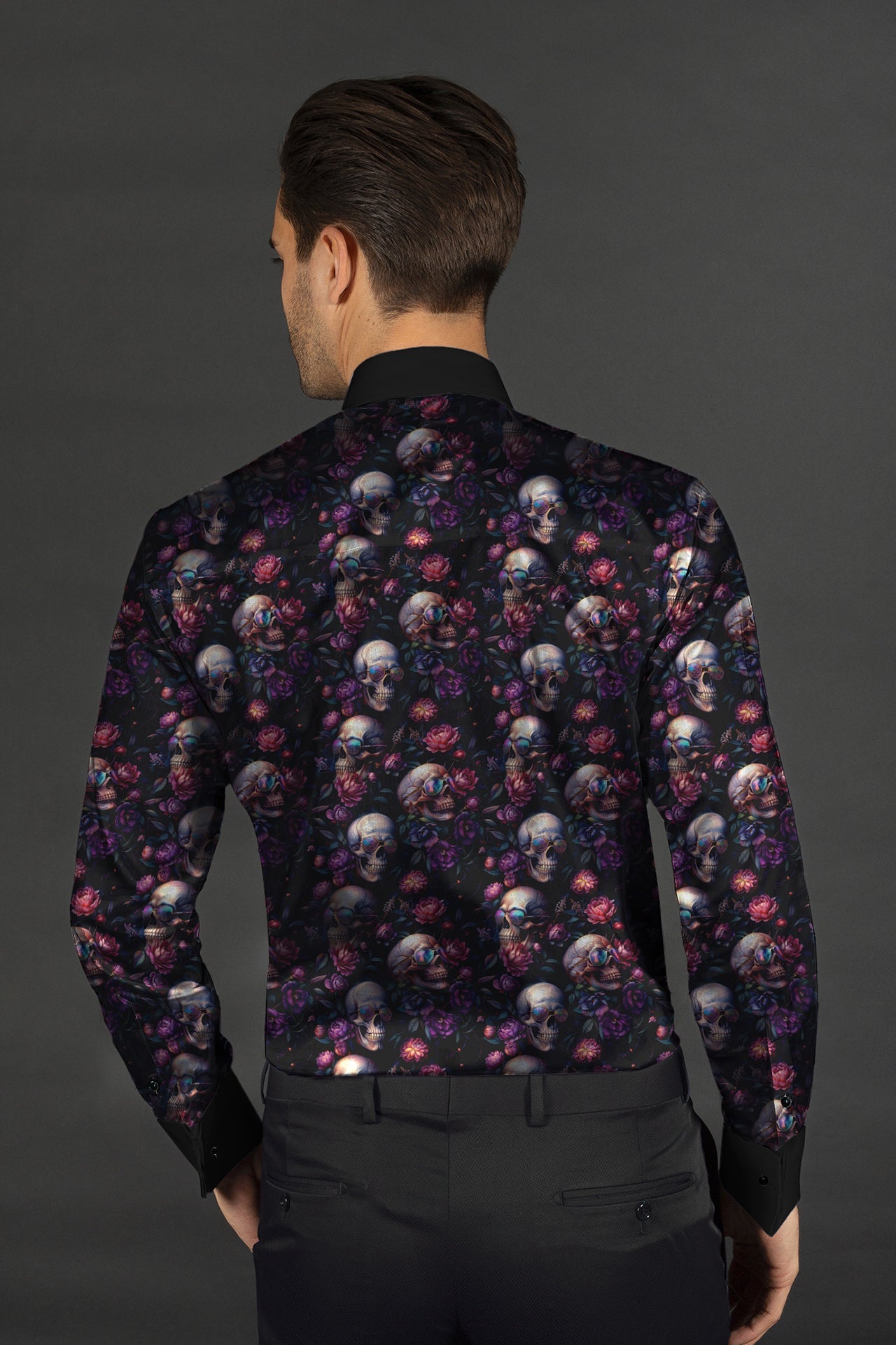 CLT25101 BLACK SKULLS WITH BOWTIE - Claudio Lugli Shirts