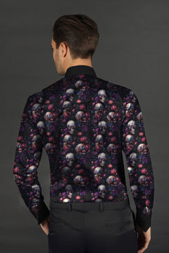 CLT25101 BLACK SKULLS WITH BOWTIE - Claudio Lugli Shirts