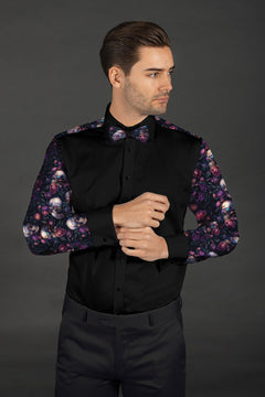 CLT25101 BLACK SKULLS WITH BOWTIE - Claudio Lugli Shirts