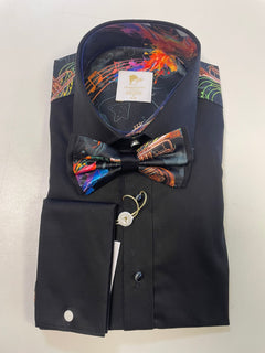 CLT25102 BLACK SAXOPHONE WITH BOWTIE - Claudio Lugli Shirts