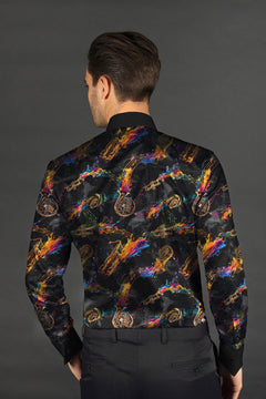 CLT25102 BLACK SAXOPHONE WITH BOWTIE - Claudio Lugli Shirts