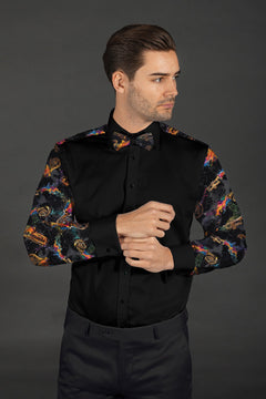 CLT25102 BLACK SAXOPHONE WITH BOWTIE - Claudio Lugli Shirts