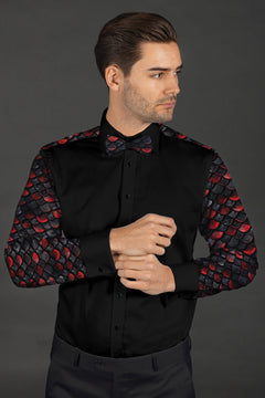 CLT25103 DRAGON SCALES WITH BOWTIE - Claudio Lugli Shirts