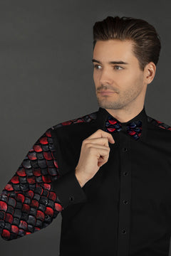 CLT25103 DRAGON SCALES WITH BOWTIE - Claudio Lugli Shirts