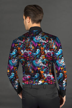 CLT25104 GRAFITI PRINT WITH BOWTIE - Claudio Lugli Shirts