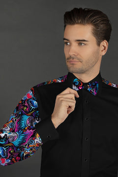 CLT25104 GRAFITI PRINT WITH BOWTIE - Claudio Lugli Shirts