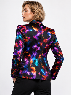 Noir Tempest smoke print blazer in black and silver grey