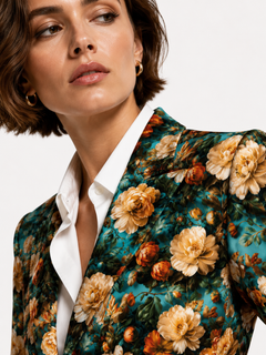 Aqua Renaissance Rose print blazer in UK sizes 8 to 20