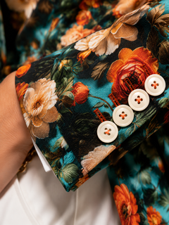Alternative view of the Aqua Renaissance Rose print blazer