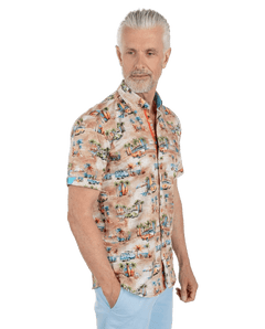 Coastal Camper Cruiser Print Short Sleeve Shirt - Claudio Lugli Shirts