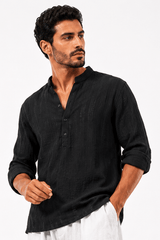 COLLARLESS CLASSIC COTTON KNIT SUMMER SHIRT - Claudio Lugli Shirts