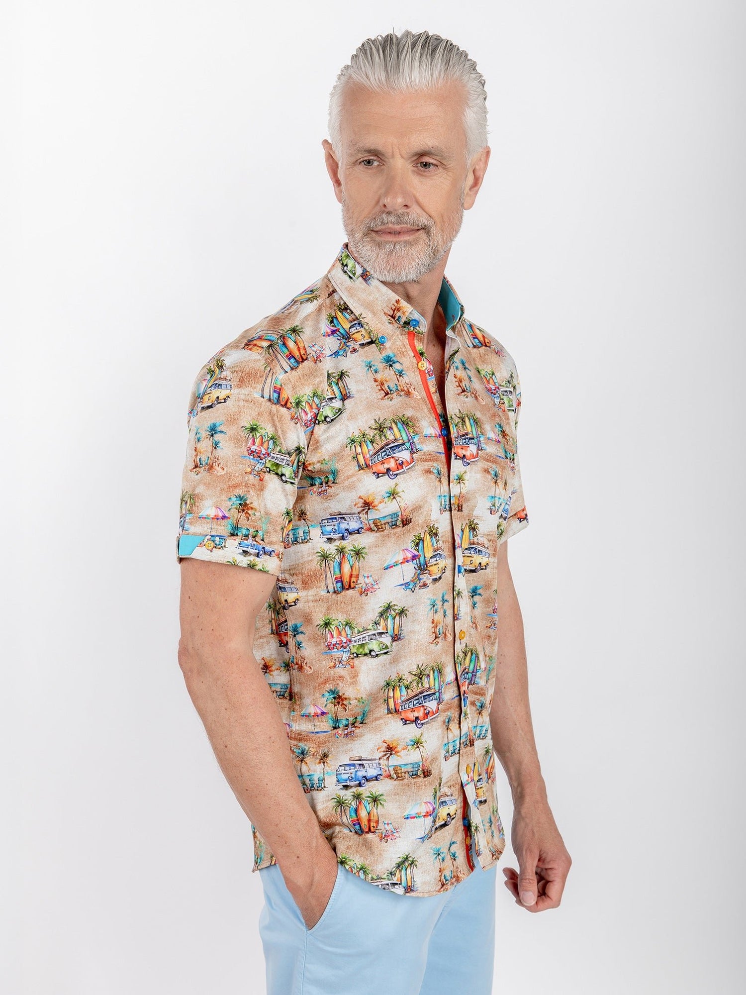 COSTAL CAMPER CRUISER PRINT SHORT SLEEVE SHIRT - Claudio Lugli Shirts