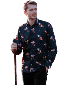 Courtship Pheasants Print Shirt - Claudio Lugli Shirts