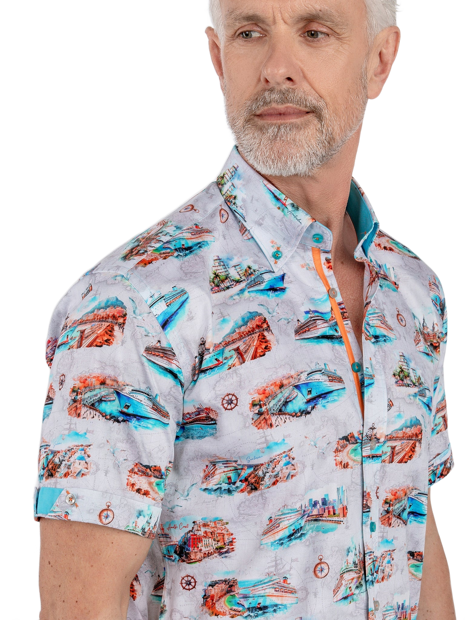 Cruise Liner Print Short Sleeve Shirt - Claudio Lugli Shirts