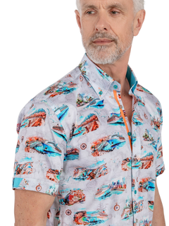 Cruise Liner Print Short Sleeve Shirt - Claudio Lugli Shirts