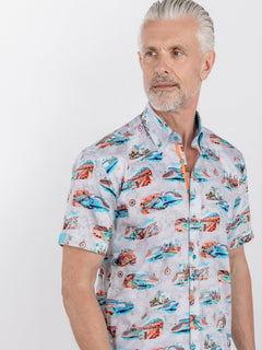 CRUISE LINER PRINT SHORT SLEEVE SHIRT - Claudio Lugli Shirts