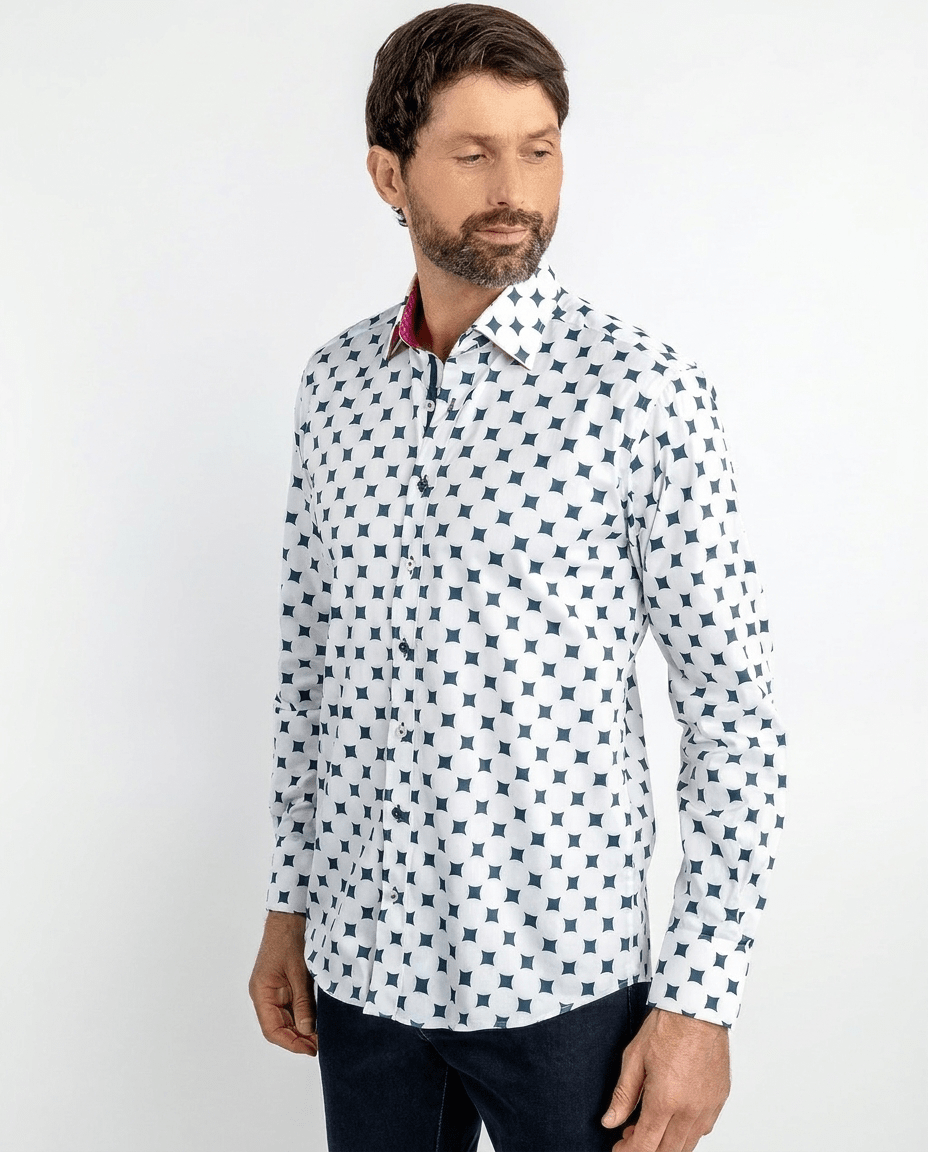 Curved Diamonds Print Shirt - Claudio Lugli Shirts