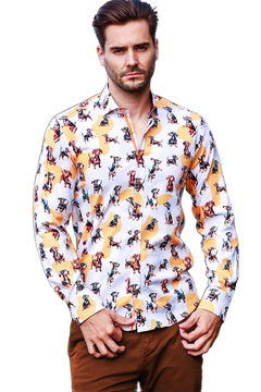 Dachshund Print Sausage Dog Tencel Shirt - Claudio Lugli Shirts