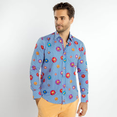DAISY STRIPE PRINT SHIRT - Premium Men's Patterned Shirt by Claudio Lugli | Bold Design, Tailored Fit, Best Printed Shirts