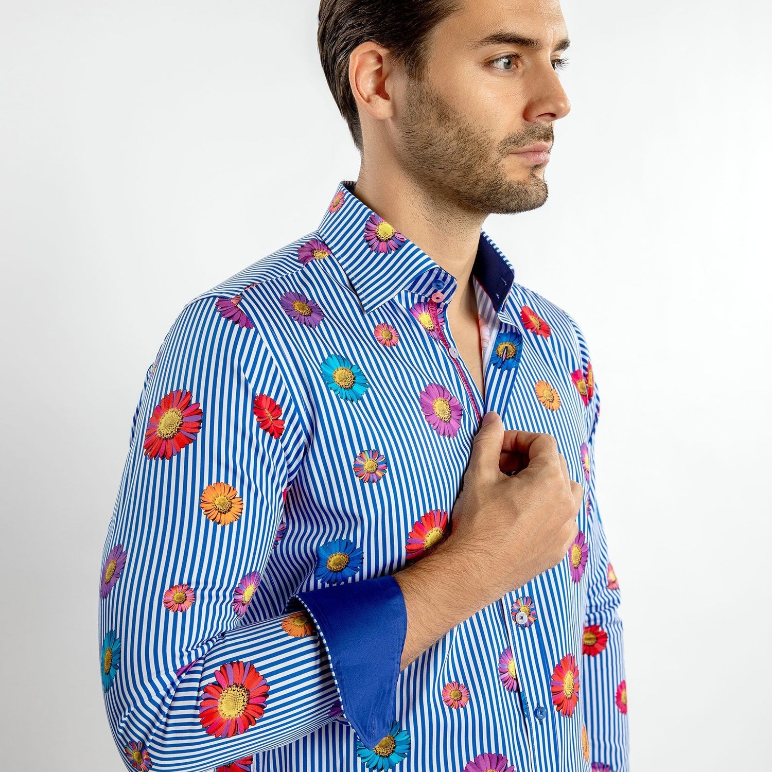 DAISY STRIPE PRINT SHIRT - Premium Men's Patterned Shirt by Claudio Lugli | Bold Design, Tailored Fit, Best Printed Shirts