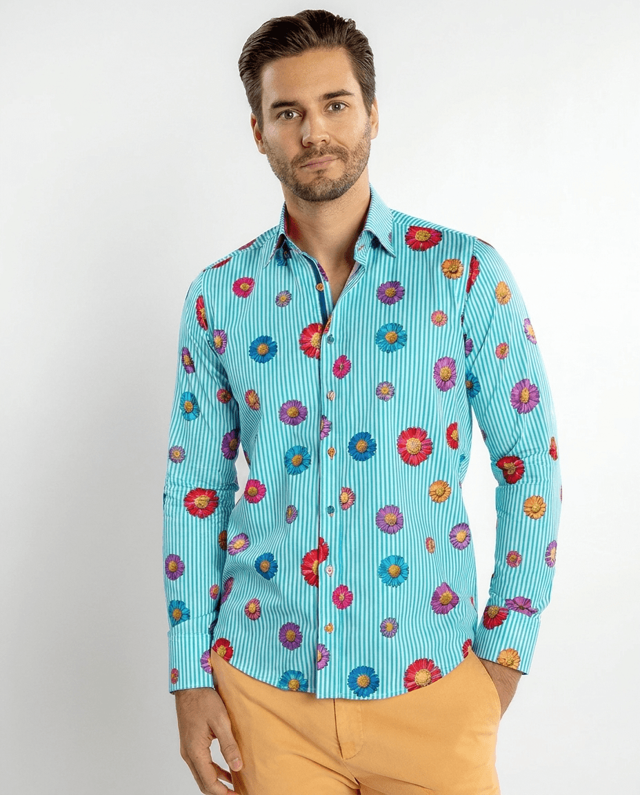 Daisy Stripe Print Shirt - Claudio Lugli Shirts