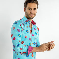 DAISY STRIPE PRINT SHIRT - Premium Men's Patterned Shirt by Claudio Lugli | Bold Design, Tailored Fit, Best Printed Shirts