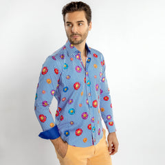DAISY STRIPE PRINT SHIRT - Premium Men's Patterned Shirt by Claudio Lugli | Bold Design, Tailored Fit, Best Printed Shirts
