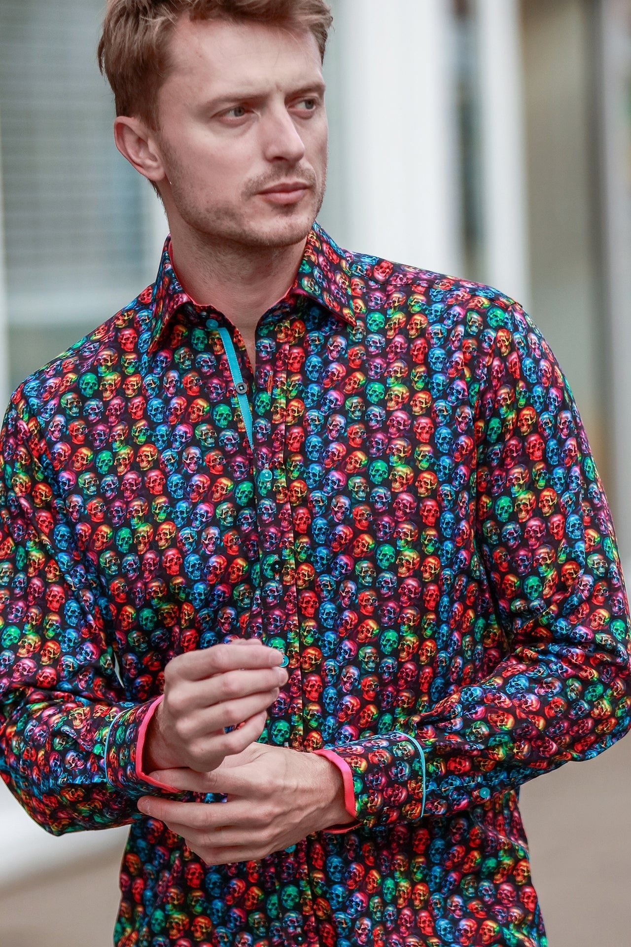 Day of the Dead Neon Skulls Print Shirt - Claudio Lugli Shirts