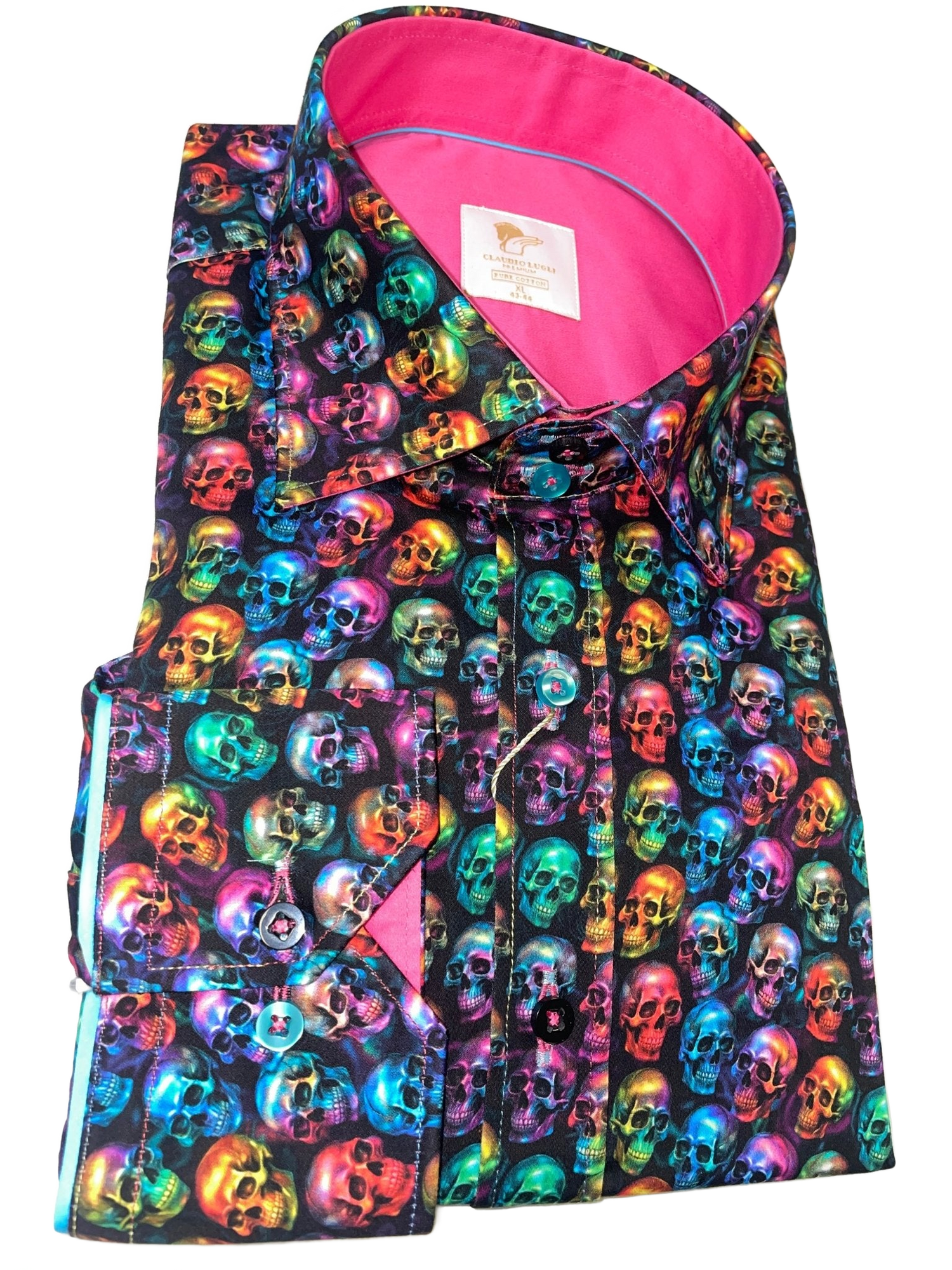 Day of the Dead Neon Skulls Print Shirt - Claudio Lugli Shirts
