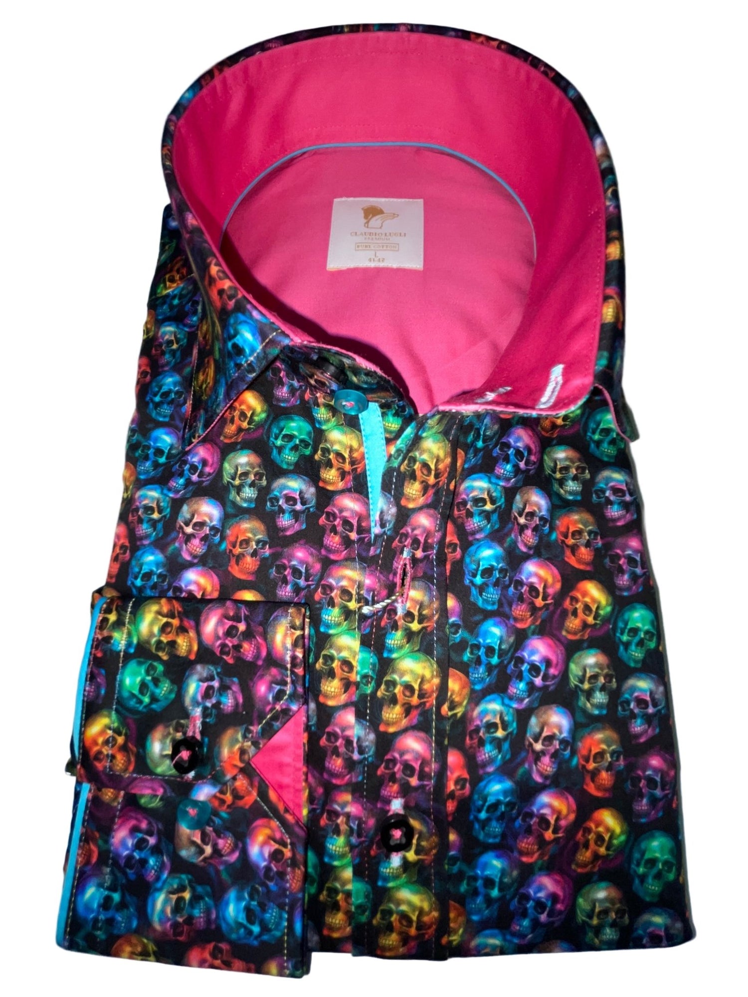 🎃 DAY OF THE DEAD NEON SKULLS PRINT SHIRT 🎃 - Claudio Lugli Shirts