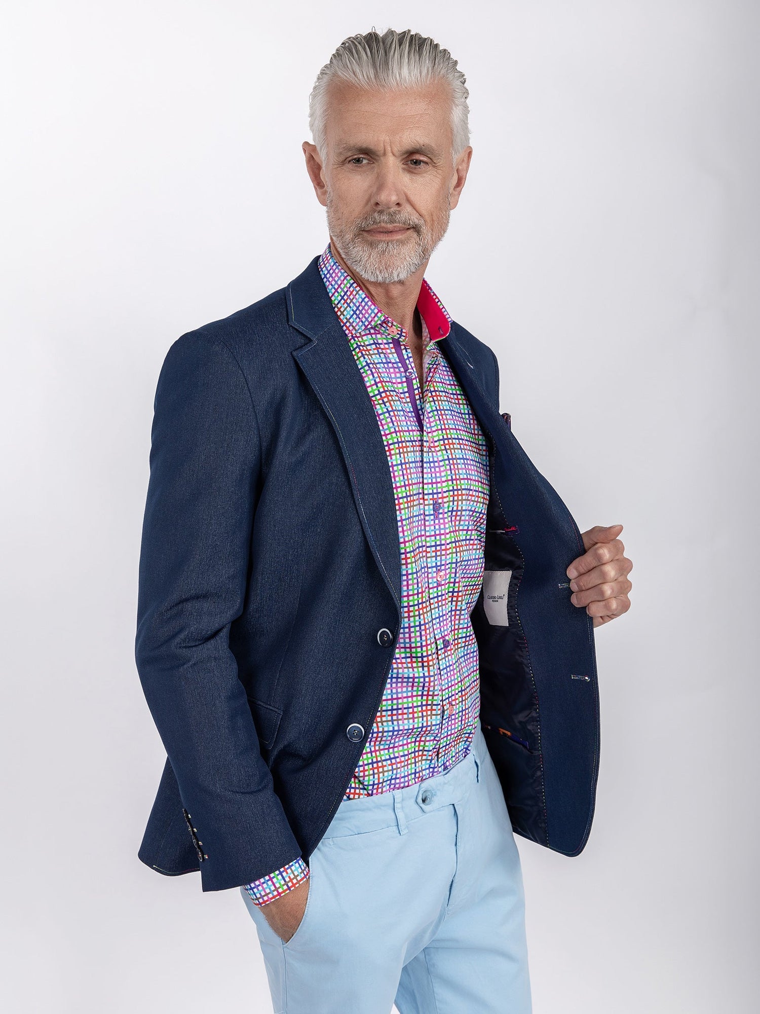 DENIM LOOK MULTI - STITCH BLAZER - STYLISH & VERSATILE - Claudio Lugli Shirts