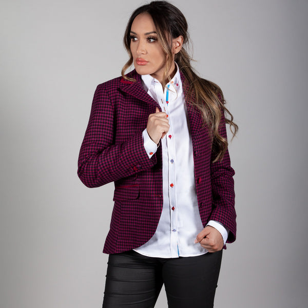 Stylish Dogtooth Wool Women's Jacket - CLWJ62 – Claudio Lugli Shirts