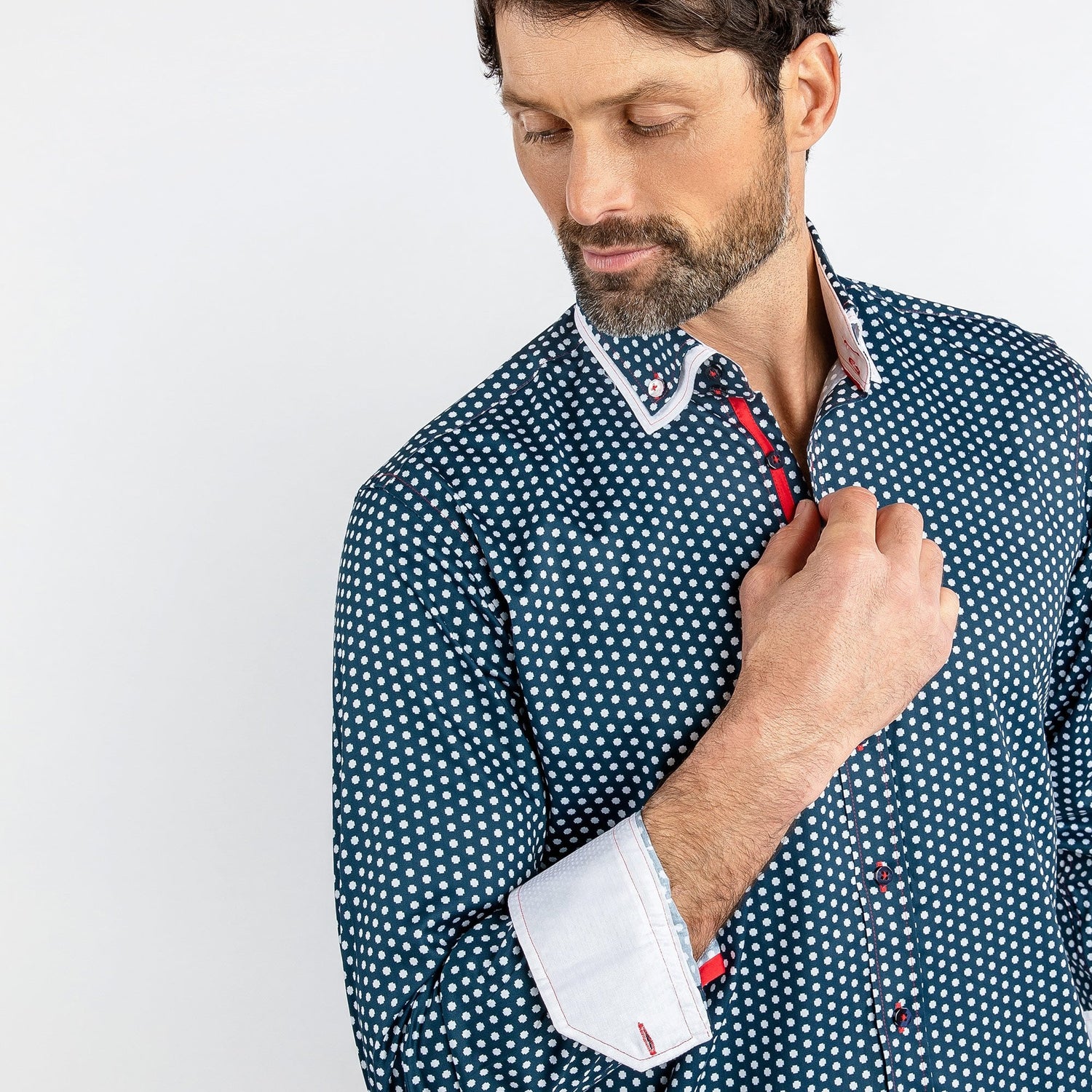 DOUBLE COLLAR CLASSIC SHIRT - Premium Men's Patterned Shirt by Claudio Lugli | Bold Design, Tailored Fit, Best Printed Shirts