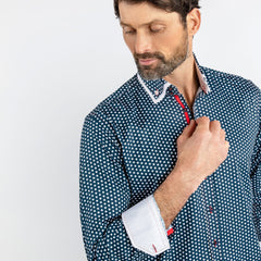 DOUBLE COLLAR CLASSIC SHIRT - Premium Men's Patterned Shirt by Claudio Lugli | Bold Design, Tailored Fit, Best Printed Shirts