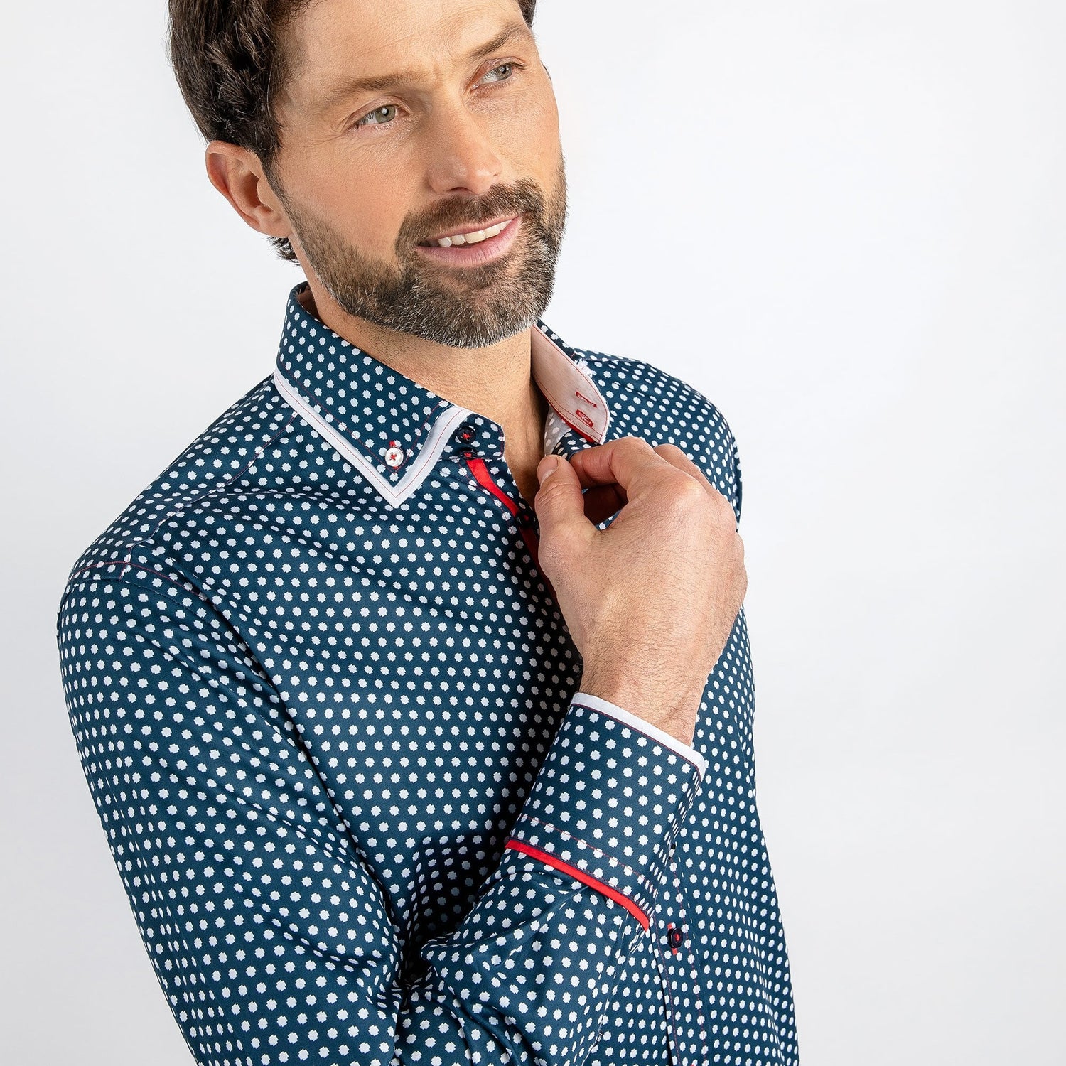 DOUBLE COLLAR CLASSIC SHIRT - Premium Men's Patterned Shirt by Claudio Lugli | Bold Design, Tailored Fit, Best Printed Shirts