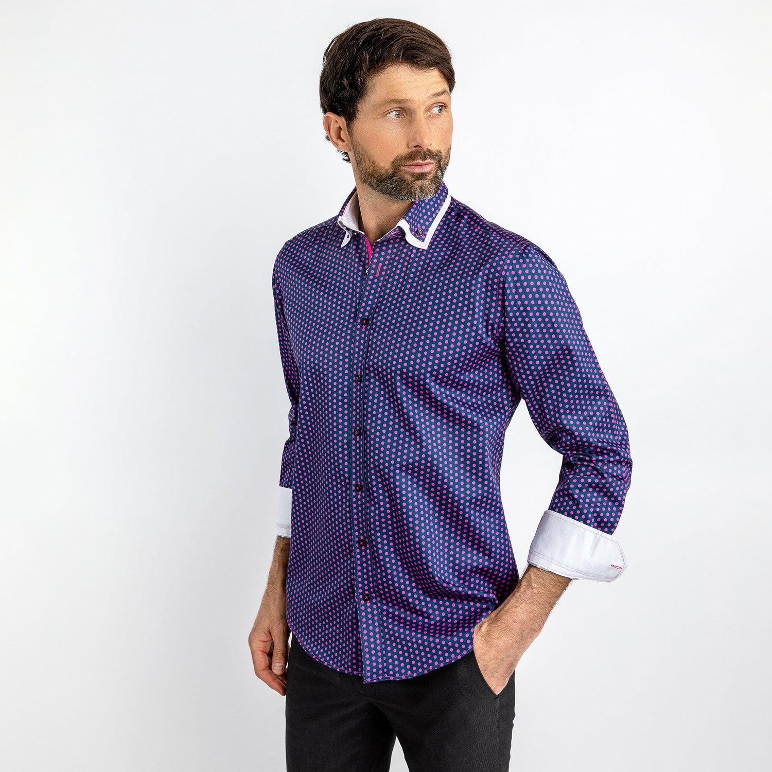 DOUBLE COLLAR CLASSIC SHIRT - Premium Men's Patterned Shirt by Claudio Lugli | Bold Design, Tailored Fit, Best Printed Shirts