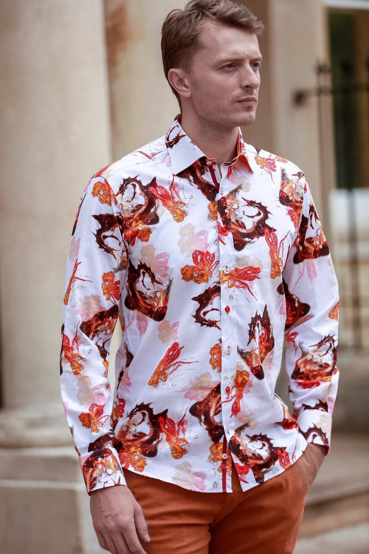 Dragon Fire Print Shirt - Claudio Lugli Shirts