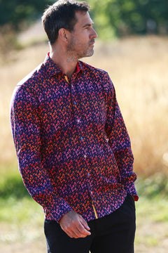 DRAGONFLIES TENCEL PRINT SHIRT - Claudio Lugli Shirts