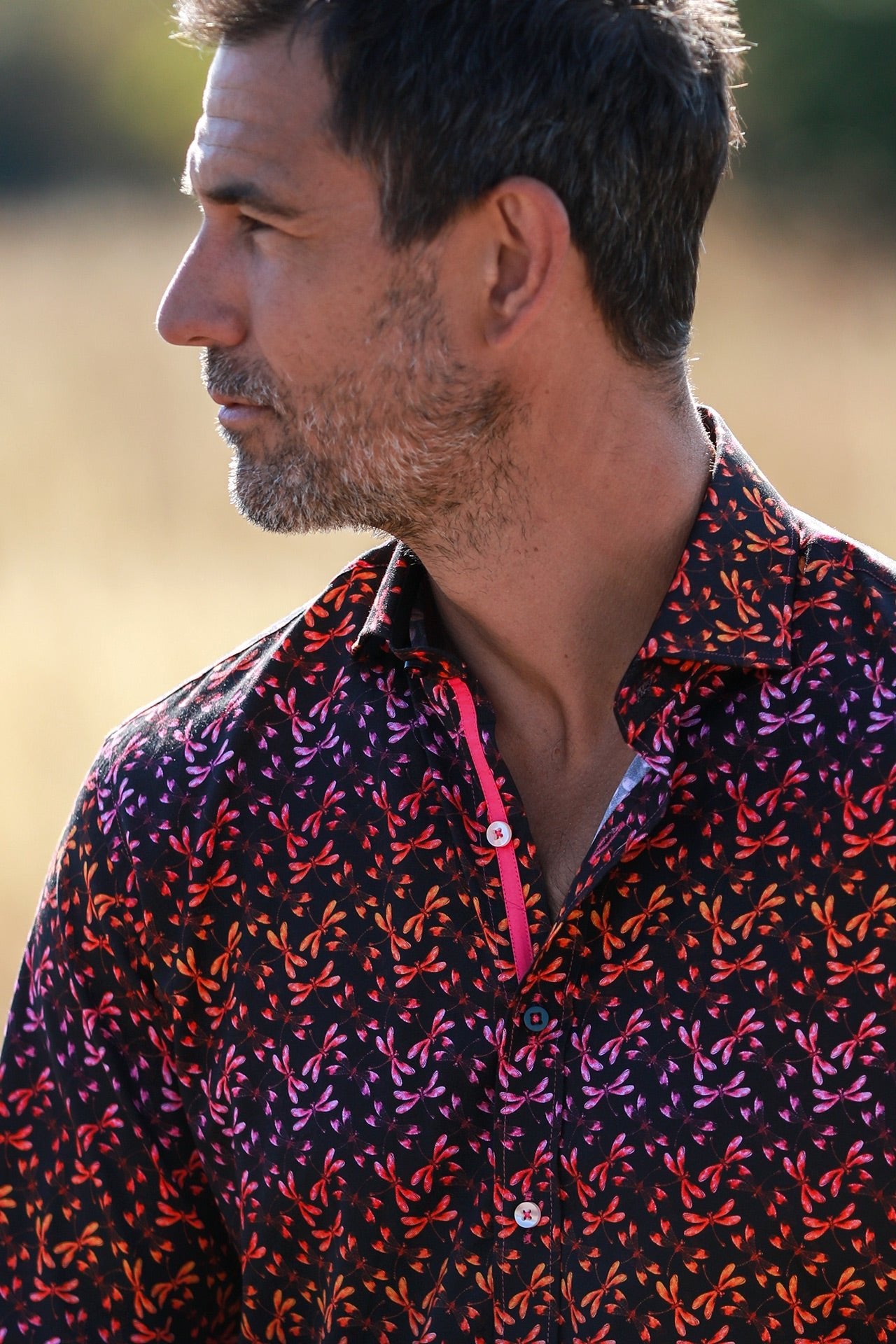 DRAGONFLIES TENCEL PRINT SHIRT - Claudio Lugli Shirts