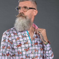 DRESSAGE HORSES CHECK  PRINT SHIRT - Premium Men's Patterned Shirt by Claudio Lugli | Bold Design, Tailored Fit, Best Printed Shirts