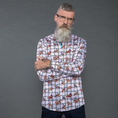 DRESSAGE HORSES CHECK  PRINT SHIRT - Premium Men's Patterned Shirt by Claudio Lugli | Bold Design, Tailored Fit, Best Printed Shirts