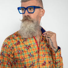 DRESSAGE HORSES CHECK  PRINT SHIRT - Premium Men's Patterned Shirt by Claudio Lugli | Bold Design, Tailored Fit, Best Printed Shirts